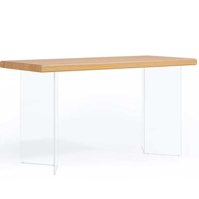 Discount Tribesigns Computer Desk, 55" Modern Study Writing Table with Acrylic Legs