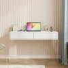 Outlet Tribesigns Computer Desk, 38" Writing Desk with 2 Drawers & Acrylic Legs