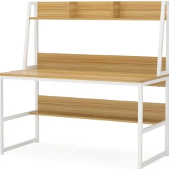 Hot Tribesigns Computer Desk, Heavy Duty Writing Desk with Hutch & Bookshelf
