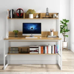 Best Tribesigns Computer Desk, Home Office Desk with Hutch and Storage Shelf