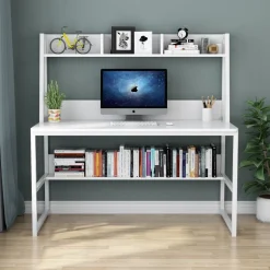 Best Tribesigns Computer Desk, Home Office Desk with Hutch and Storage Shelf