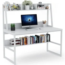 Best Tribesigns Computer Desk, Home Office Desk with Hutch and Storage Shelf