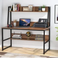 Best Tribesigns Computer Desk, Home Office Desk with Hutch and Storage Shelf