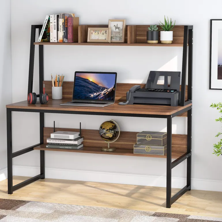 Best Tribesigns Computer Desk, Home Office Desk with Hutch and Storage Shelf