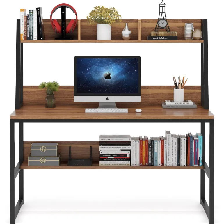 Best Tribesigns Computer Desk, Home Office Desk with Hutch and Storage Shelf