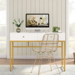 Discount Tribesigns Computer Desk with 2 Drawers, Multifunctional Study Writing Desk
