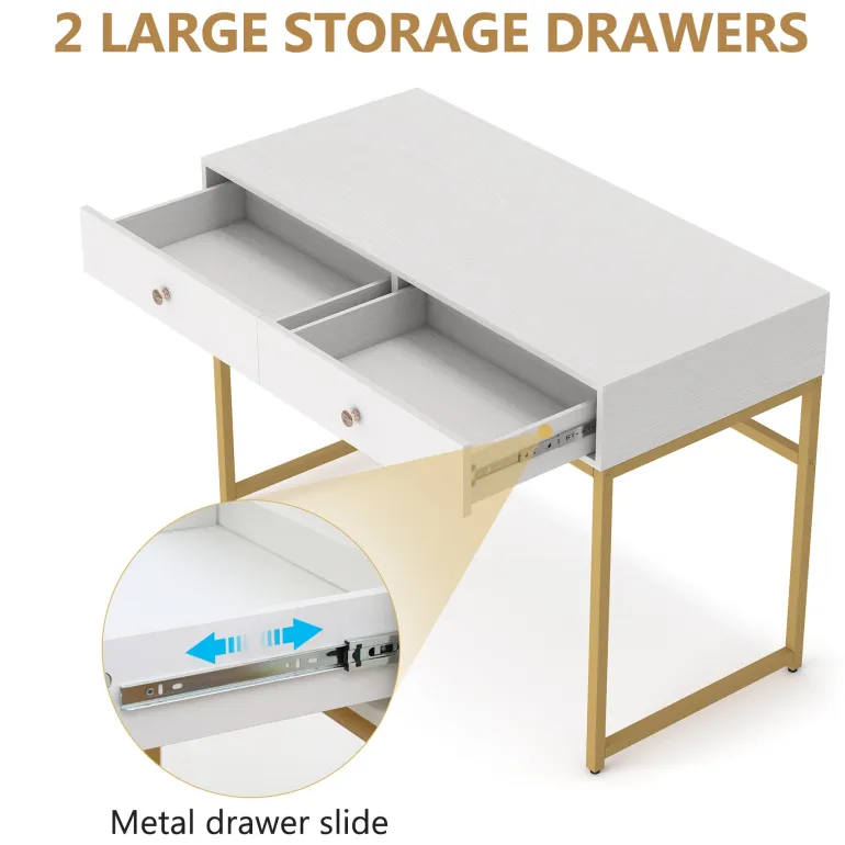 Discount Tribesigns Computer Desk with 2 Drawers, Multifunctional Study Writing Desk