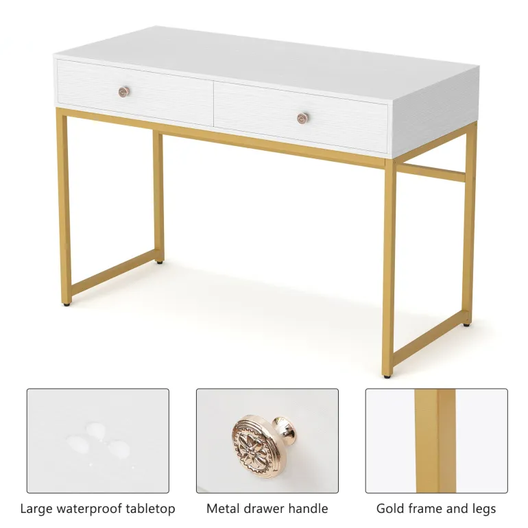 Discount Tribesigns Computer Desk with 2 Drawers, Multifunctional Study Writing Desk