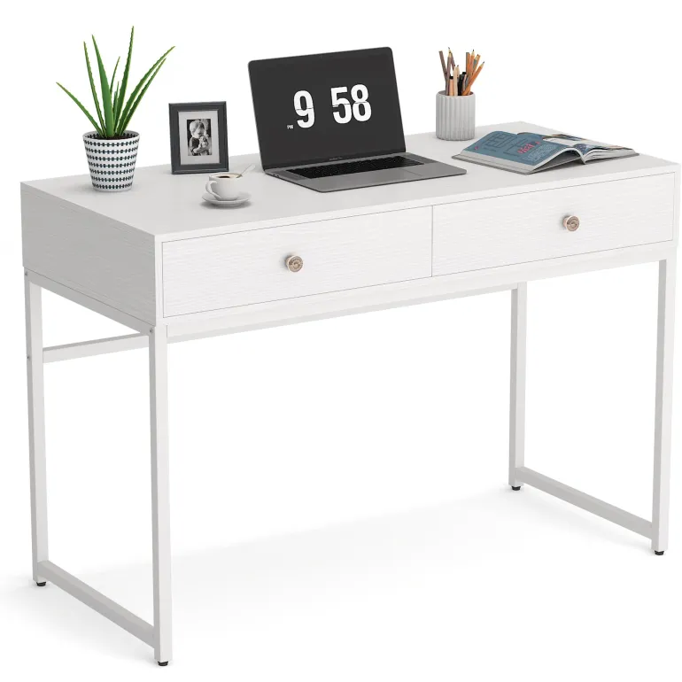 Discount Tribesigns Computer Desk with 2 Drawers, Multifunctional Study Writing Desk
