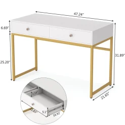 Discount Tribesigns Computer Desk with 2 Drawers, Multifunctional Study Writing Desk