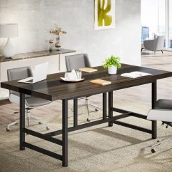 Hot Tribesigns Conference Table, 6FT Rectangular Meeting Table Computer Desk
