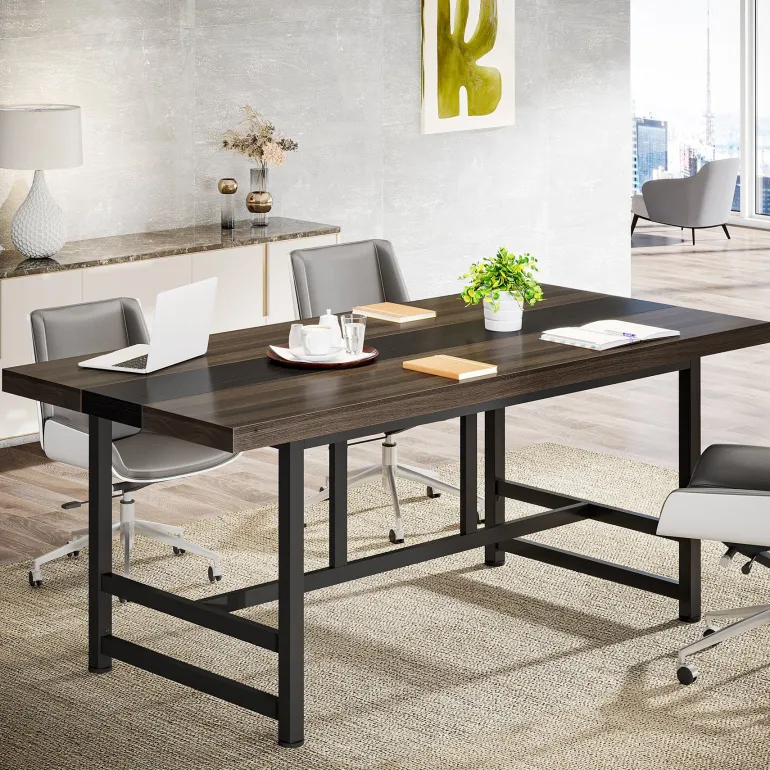 Hot Tribesigns Conference Table, 6FT Rectangular Meeting Table Computer Desk