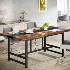 Hot Tribesigns Conference Table, 6FT Rectangular Meeting Table Computer Desk