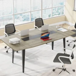 Cheap Tribesigns Conference Table, Modern 6FT / 8FT Boat Shaped Meeting Table