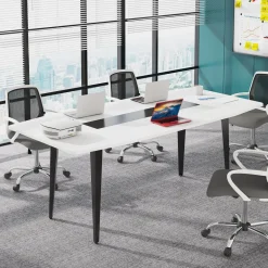 Cheap Tribesigns Conference Table, Modern 6FT / 8FT Boat Shaped Meeting Table