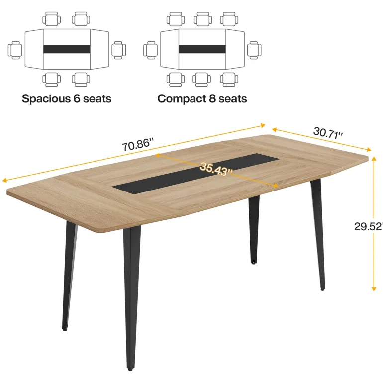 Cheap Tribesigns Conference Table, Modern 6FT / 8FT Boat Shaped Meeting Table