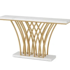 Flash Sale Tribesigns Console Table, 59 " Faux Marble Entryway Table with Geometric Metal Base