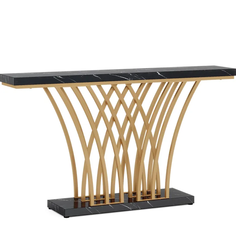 Flash Sale Tribesigns Console Table, 59 " Faux Marble Entryway Table with Geometric Metal Base