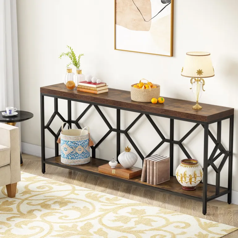 Best Tribesigns Console Table, 71" Extra Long Sofa Table with Open Storage Shelf