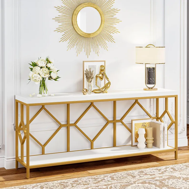 Best Tribesigns Console Table, 71" Extra Long Sofa Table with Open Storage Shelf