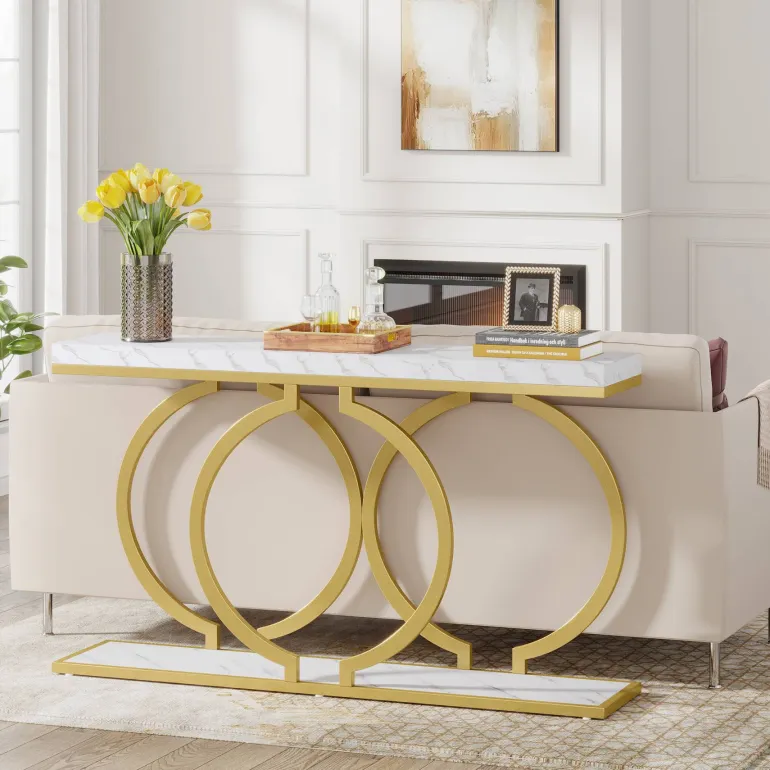 Best Sale Tribesigns Console Table, 55 inch Faux Marble Entryway Sofa Table