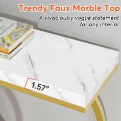 Best Sale Tribesigns Console Table, 55 inch Faux Marble Entryway Sofa Table