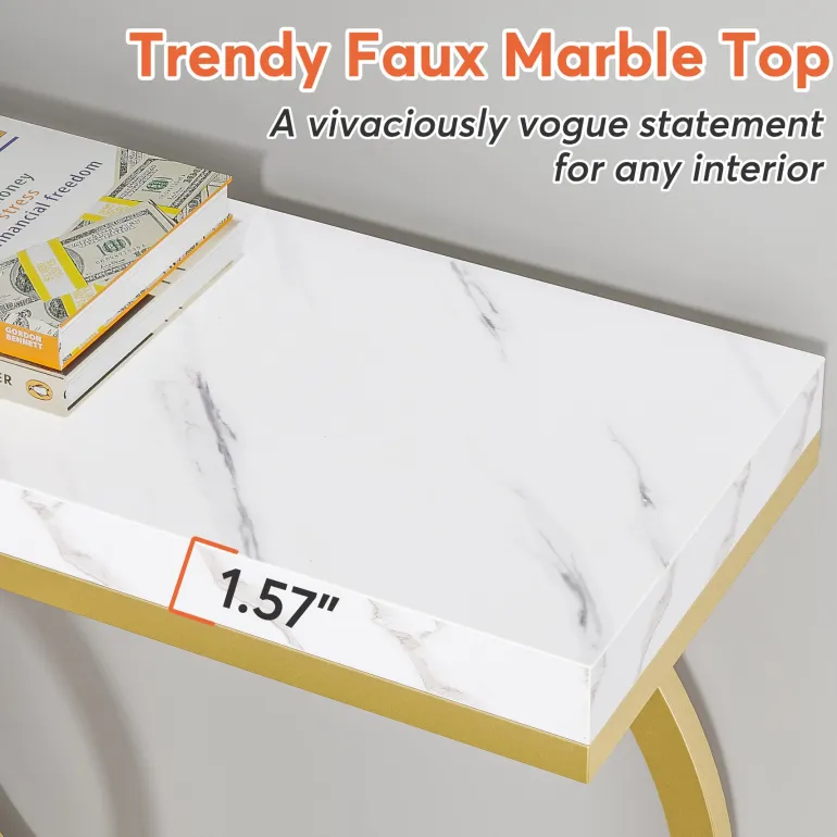 Best Sale Tribesigns Console Table, 55 inch Faux Marble Entryway Sofa Table
