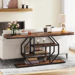 Flash Sale Tribesigns Console Table, 70.9 inch Sofa Table with 4 Tier Storage Shelves