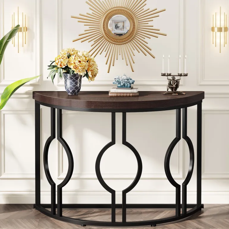 Cheap Tribesigns Console Table, 43" Industrial Half Moon Shaped Sofa Table