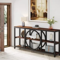 Sale Tribesigns Console Table, 70.9" Narrow Sofa Table with 3 Tier Storage Shelves