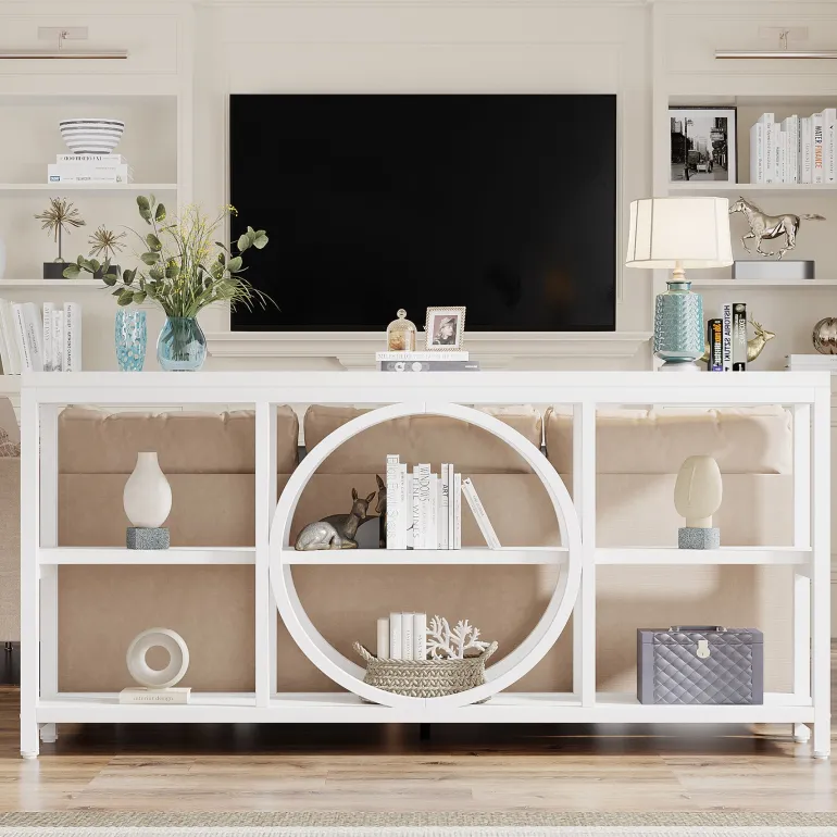 Sale Tribesigns Console Table, 70.9" Narrow Sofa Table with 3 Tier Storage Shelves