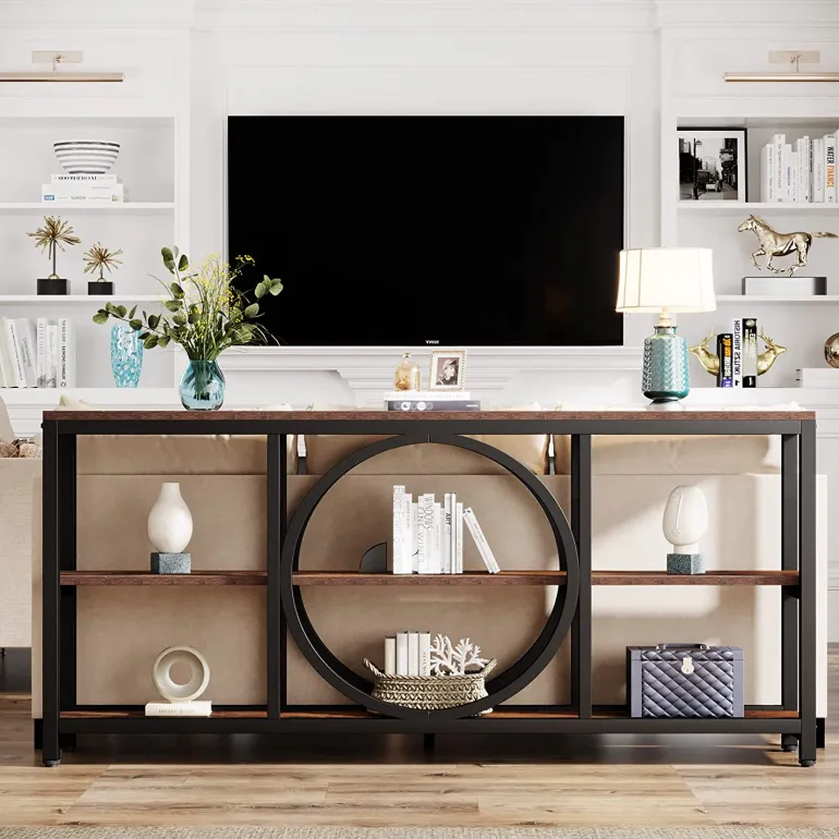 Sale Tribesigns Console Table, 70.9" Narrow Sofa Table with 3 Tier Storage Shelves