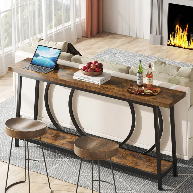 Best Sale Tribesigns Console Table, 70.9" Sofa Entryway Table with 2 Open Storage Shelves