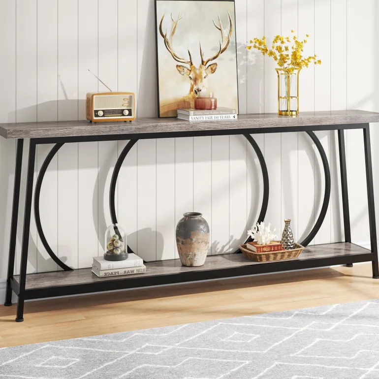 Best Sale Tribesigns Console Table, 70.9" Sofa Entryway Table with 2 Open Storage Shelves