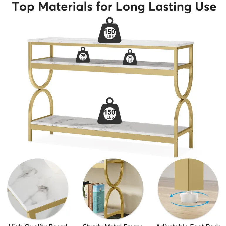 Discount Tribesigns Console Table, 55" Sofa Table with 3-Tier Storage Shelves