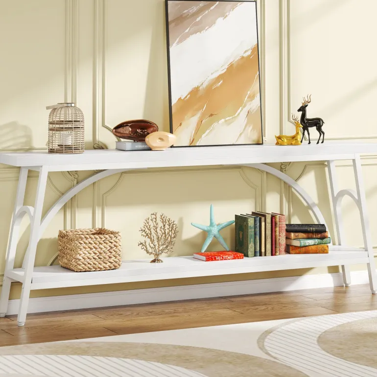 Flash Sale Tribesigns Console Table, 70.8” Sofa Tables Entryway Table with 2 Tier Wood Shelves