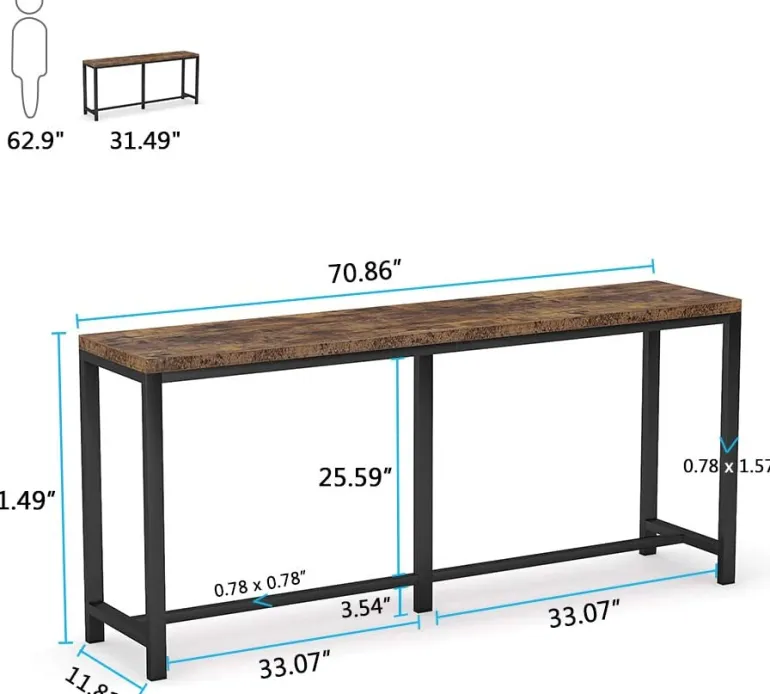 Best Tribesigns Console Table, Narrow Hallway Table, 70.9 inch Sofa Table
