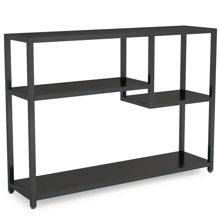 New Tribesigns Console Table, Small Black Entryway Table with Storage Shelves
