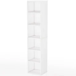 Online Tribesigns Corner Bookcase, Modern 6 Tier Narrow Cube Display Shelves, White