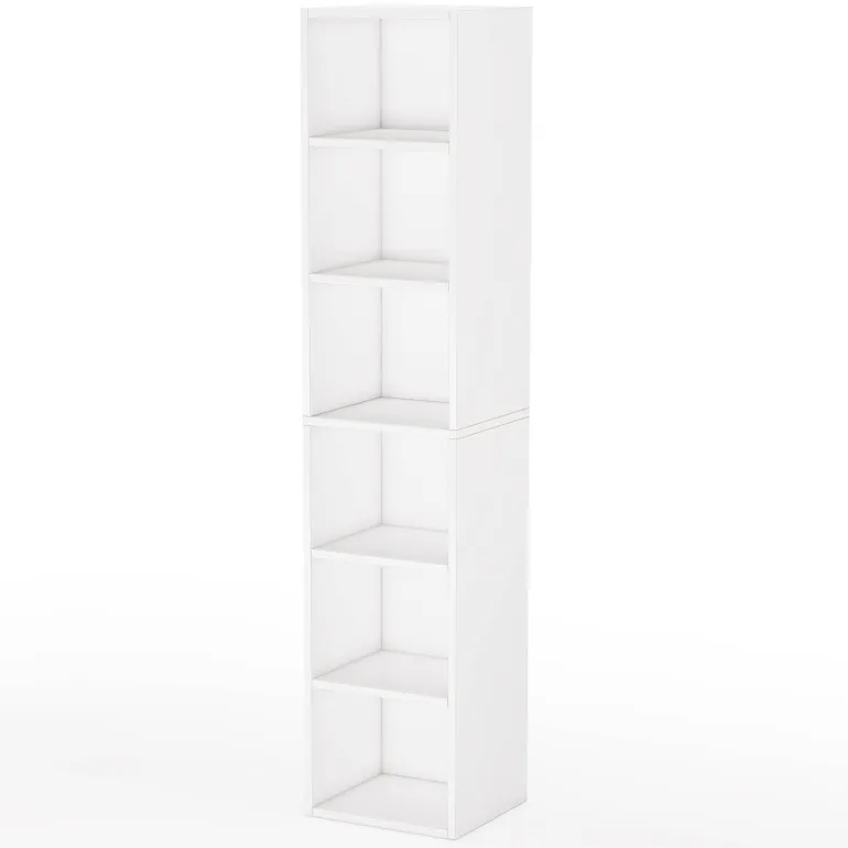 Online Tribesigns Corner Bookcase, Modern 6 Tier Narrow Cube Display Shelves, White