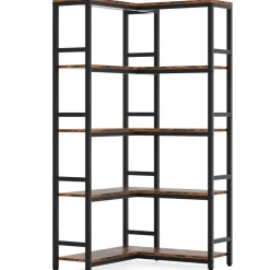 Cheap Tribesigns Corner Bookshelf, Industrial Bookcase Etagere Display Rack