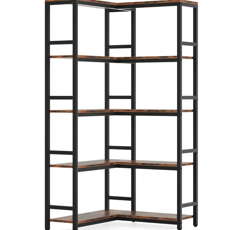 Cheap Tribesigns Corner Bookshelf, Industrial Bookcase Etagere Display Rack