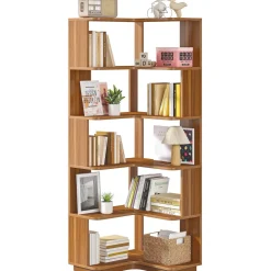 New Tribesigns Corner Bookshelf, 6-Tier Corner Bookcase Display Rack