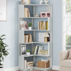 New Tribesigns Corner Bookshelf, 6-Tier Corner Bookcase Display Rack