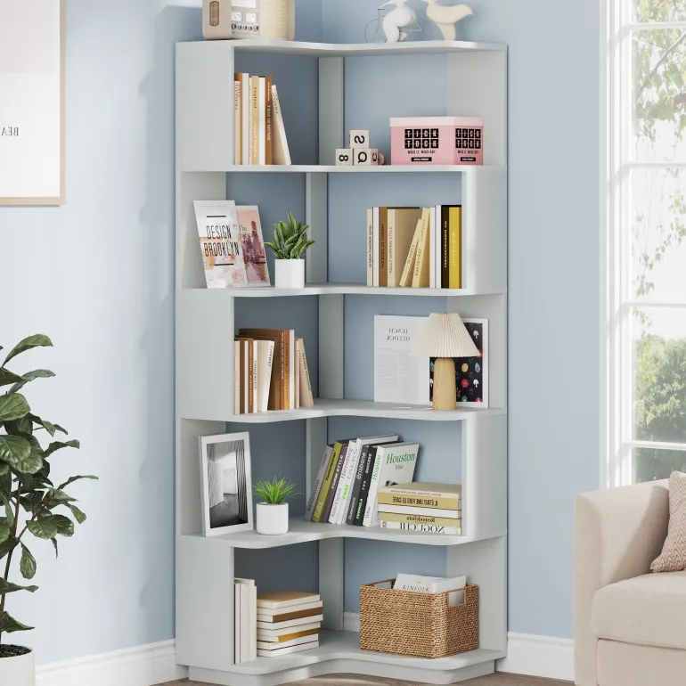 New Tribesigns Corner Bookshelf, 6-Tier Corner Bookcase Display Rack