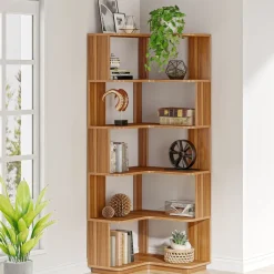 New Tribesigns Corner Bookshelf, 6-Tier Corner Bookcase Display Rack