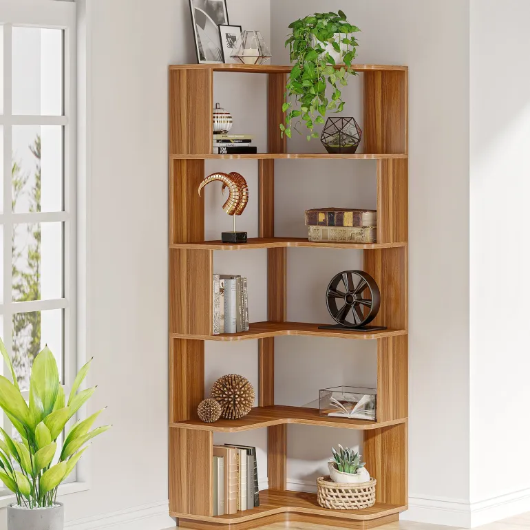 New Tribesigns Corner Bookshelf, 6-Tier Corner Bookcase Display Rack