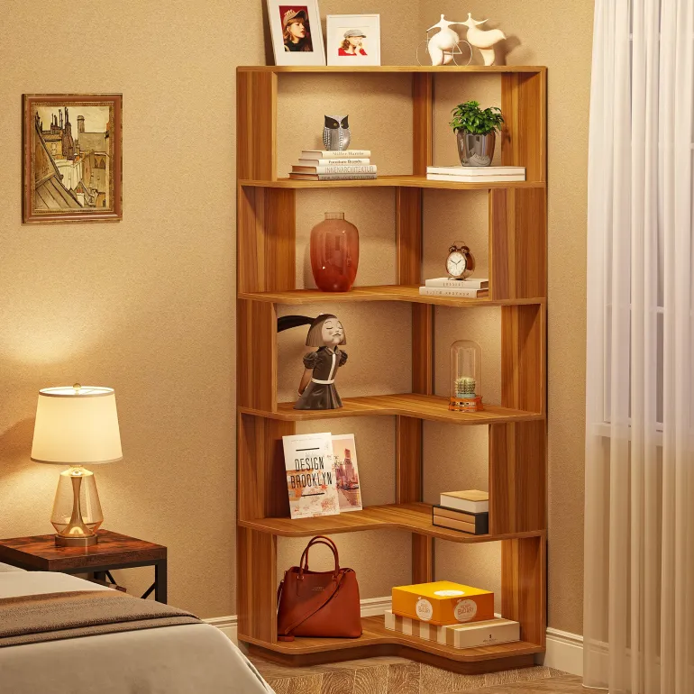 New Tribesigns Corner Bookshelf, 6-Tier Corner Bookcase Display Rack