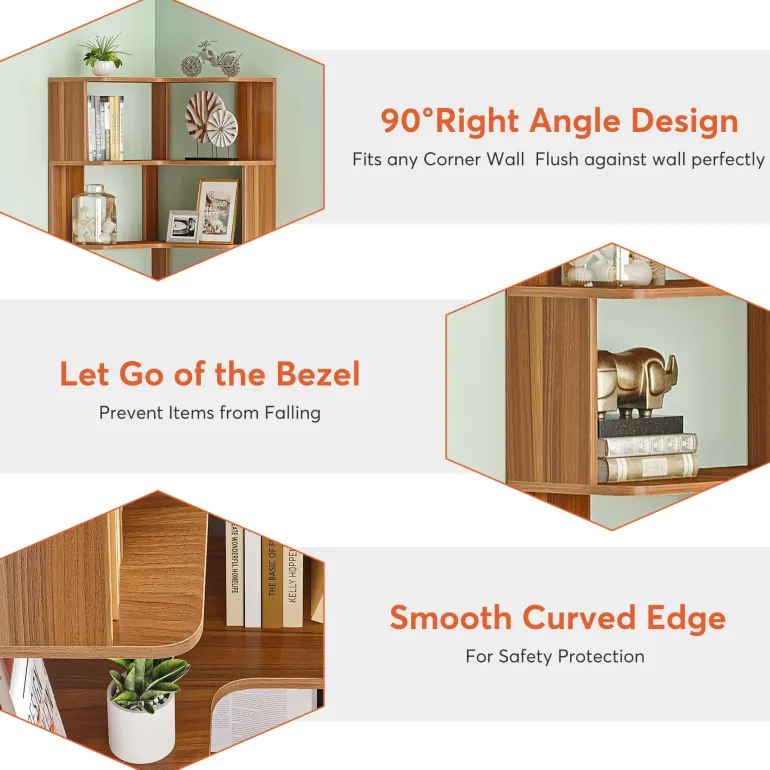 New Tribesigns Corner Bookshelf, 6-Tier Corner Bookcase Display Rack