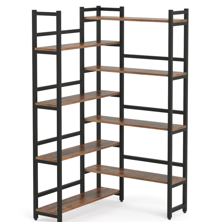 Flash Sale Tribesigns Corner Bookshelf, 8-Tier Industrial 70.8” Bookcase